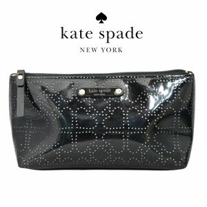 Kate Spade Little Shiloh Metro Spade Black Patent Cosmetic Makeup Case